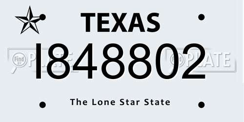 I848802 Texas License Plate