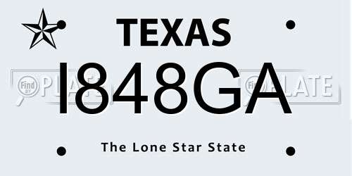 I848GA Texas License Plate