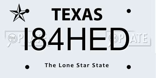 I84HED Texas License Plate