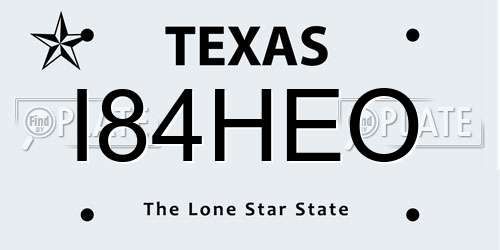 I84HEO Texas License Plate