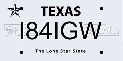 I84IGW Texas License Plate