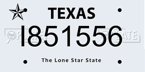 I851556 Texas License Plate