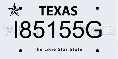 I85155G Texas License Plate