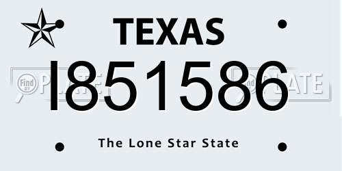 I851586 Texas License Plate