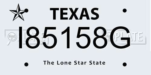 I85158G Texas License Plate