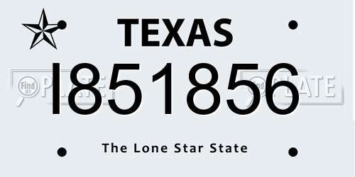 I851856 Texas License Plate