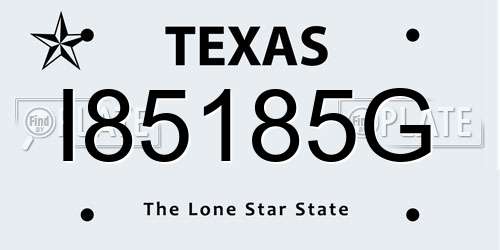 I85185G Texas License Plate