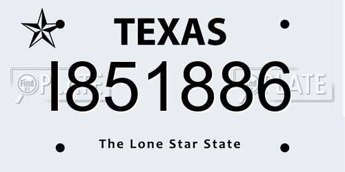 I851886 Texas License Plate