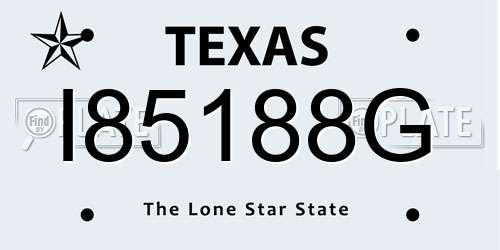 I85188G Texas License Plate