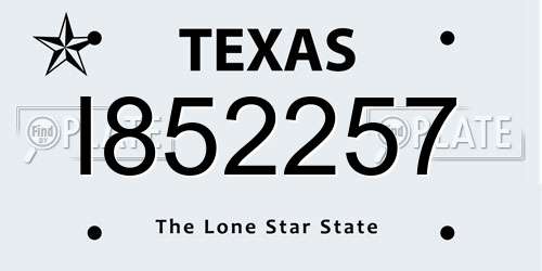 I852257 Texas License Plate