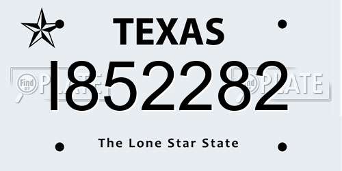 I852282 Texas License Plate