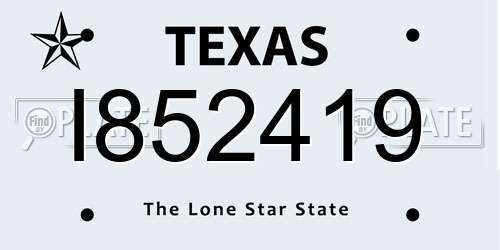 I852419 Texas License Plate