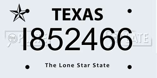 I852466 Texas License Plate