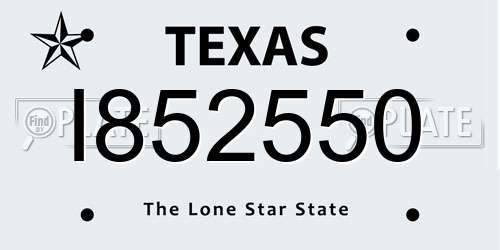 I852550 Texas License Plate