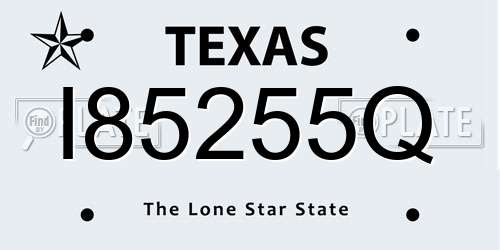 I85255Q Texas License Plate