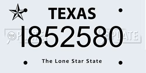 I852580 Texas License Plate