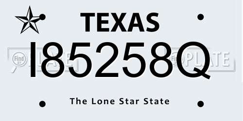 I85258Q Texas License Plate