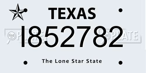 I852782 Texas License Plate