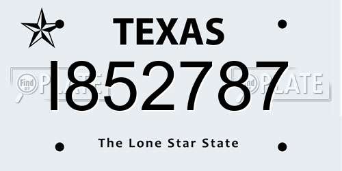 I852787 Texas License Plate