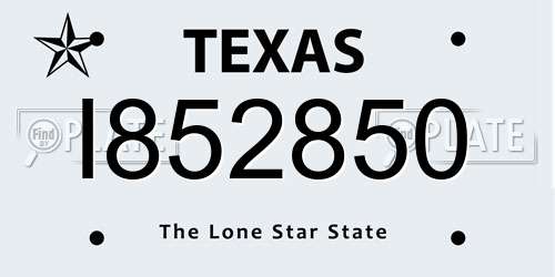 I852850 Texas License Plate