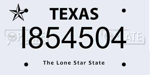 I854504 Texas License Plate