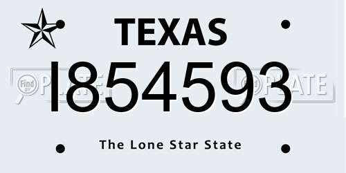 I854593 Texas License Plate