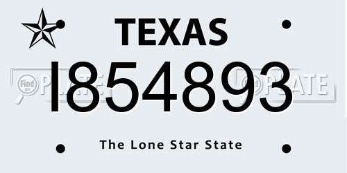 I854893 Texas License Plate
