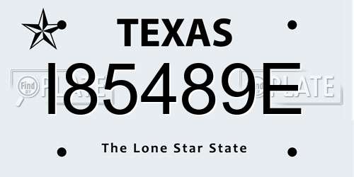 I85489E Texas License Plate