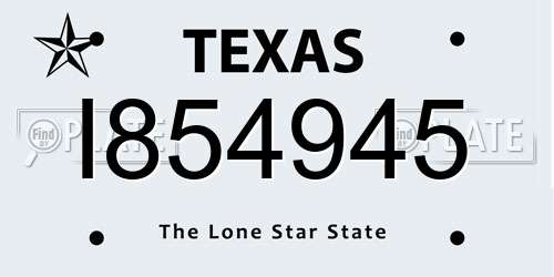 I854945 Texas License Plate
