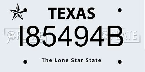 I85494B Texas License Plate