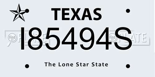 I85494S Texas License Plate
