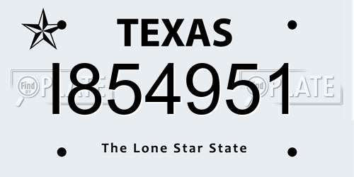 I854951 Texas License Plate