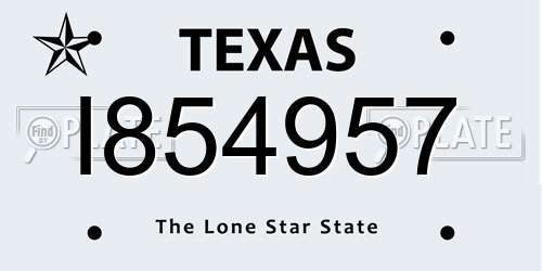 I854957 Texas License Plate
