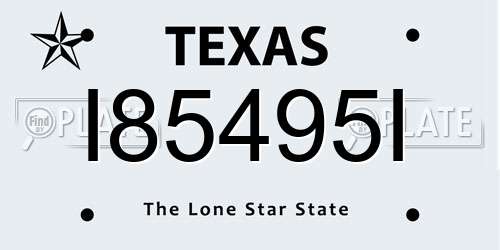 I85495I Texas License Plate