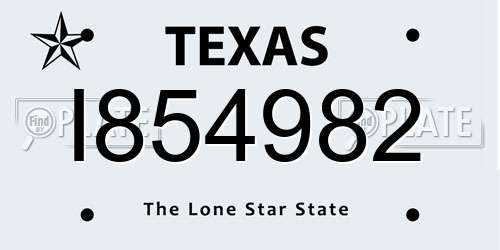 I854982 Texas License Plate