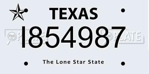 I854987 Texas License Plate