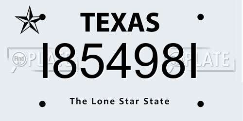 I85498I Texas License Plate