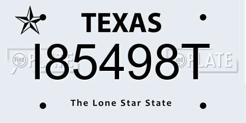 I85498T Texas License Plate