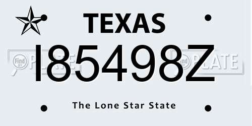 I85498Z Texas License Plate
