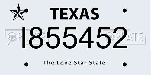 I855452 Texas License Plate