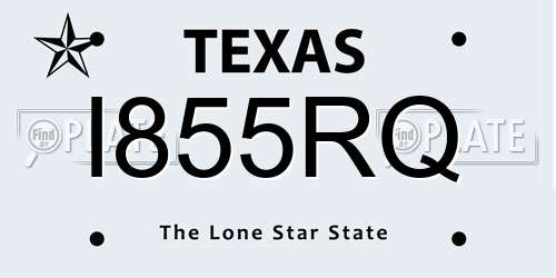I855RQ Texas License Plate