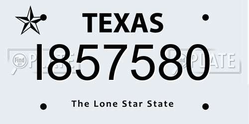 I857580 Texas License Plate