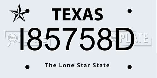 I85758D Texas License Plate
