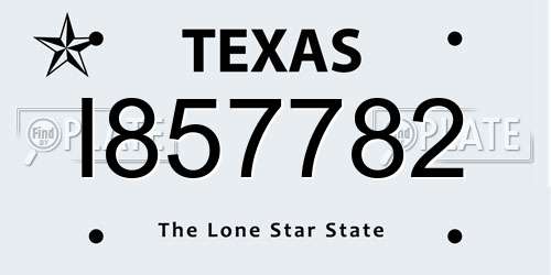 I857782 Texas License Plate