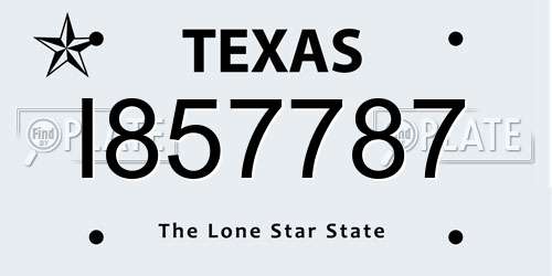 I857787 Texas License Plate