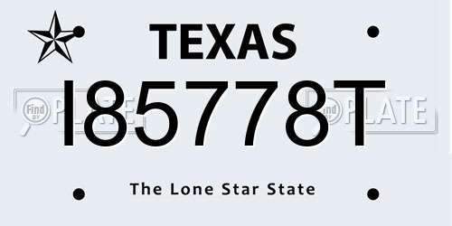 I85778T Texas License Plate