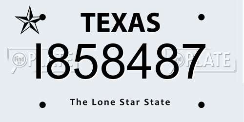 I858487 Texas License Plate