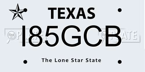 I85GCB Texas License Plate