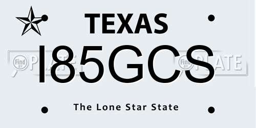 I85GCS Texas License Plate