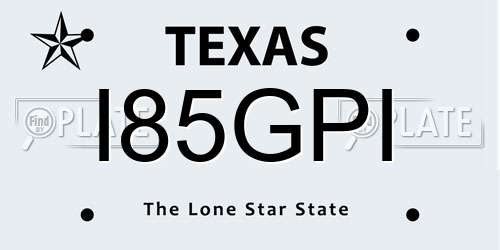 I85GPI Texas License Plate